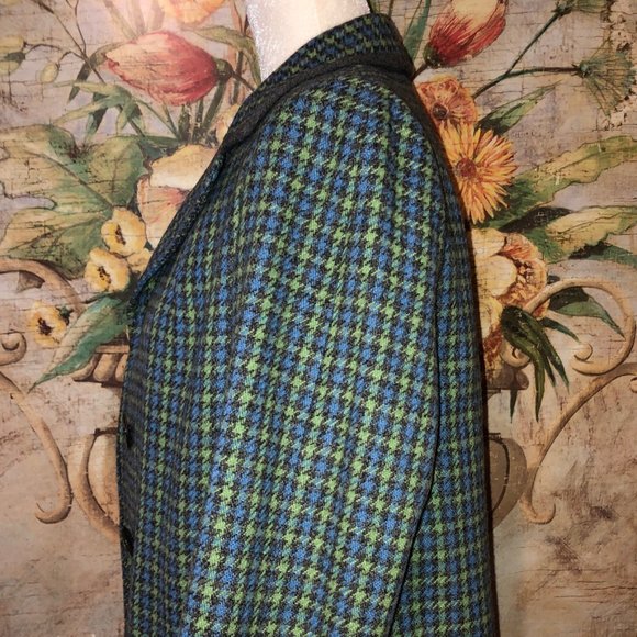 Sz M Ed Beehan's Tweed Shop Vintage 60’s 70’s Green Plaid Wool Jacket - Picture 11 of 16